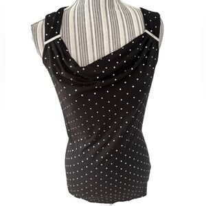 White House Black Market Asymmetrical Black and White Sleeveless Tank Top
